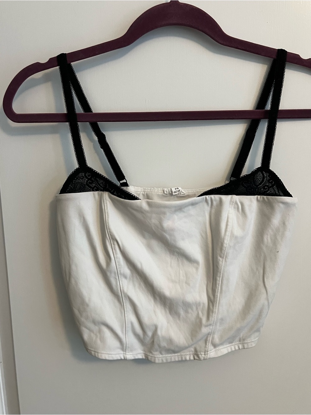 Garage White Top with Black Logo Tag